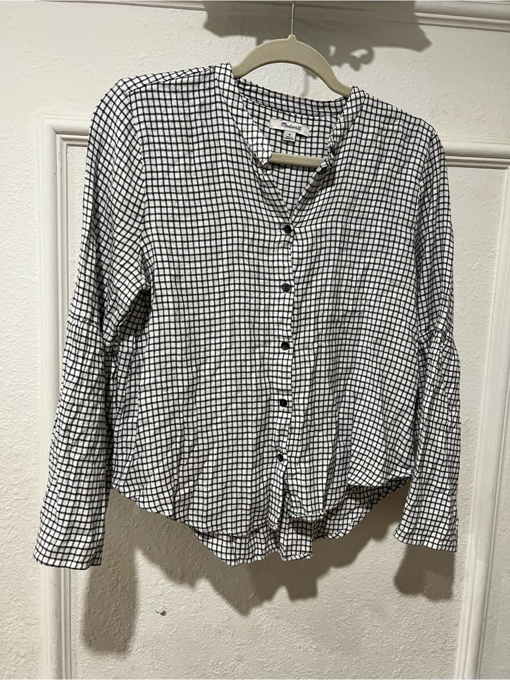 Madewell Black and White Grid Button-Down Shirt